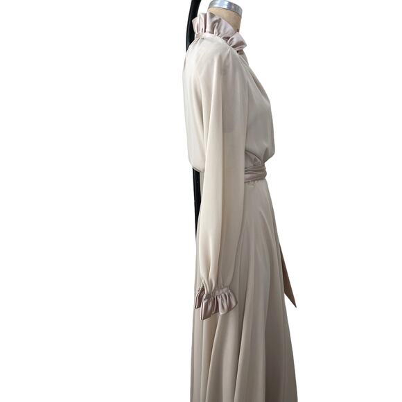 James Daugherty Dress MAXI Gown Vintage Dress Crepe Satin sz S‎ to M Tall - Picture 5 of 9